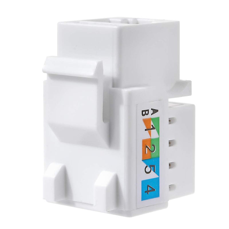 TENINYU 10-Pack RJ45 Keystone Jack Module Connector 568A/568B, Keystone Adapter Compatible Cat 6/5e/5 Connector,Cat6 Keystone Jack,RJ45 Female Connector,White - Image 4